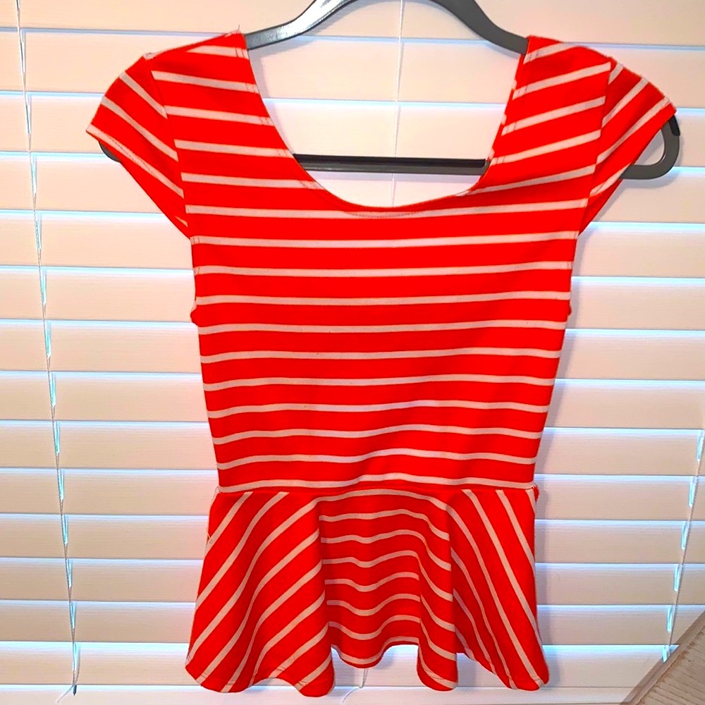 Charlotte Russe Small Orange/White Striped Ruffles
